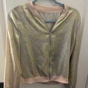 SHEIN Shimmering Gold Bomber Jacket